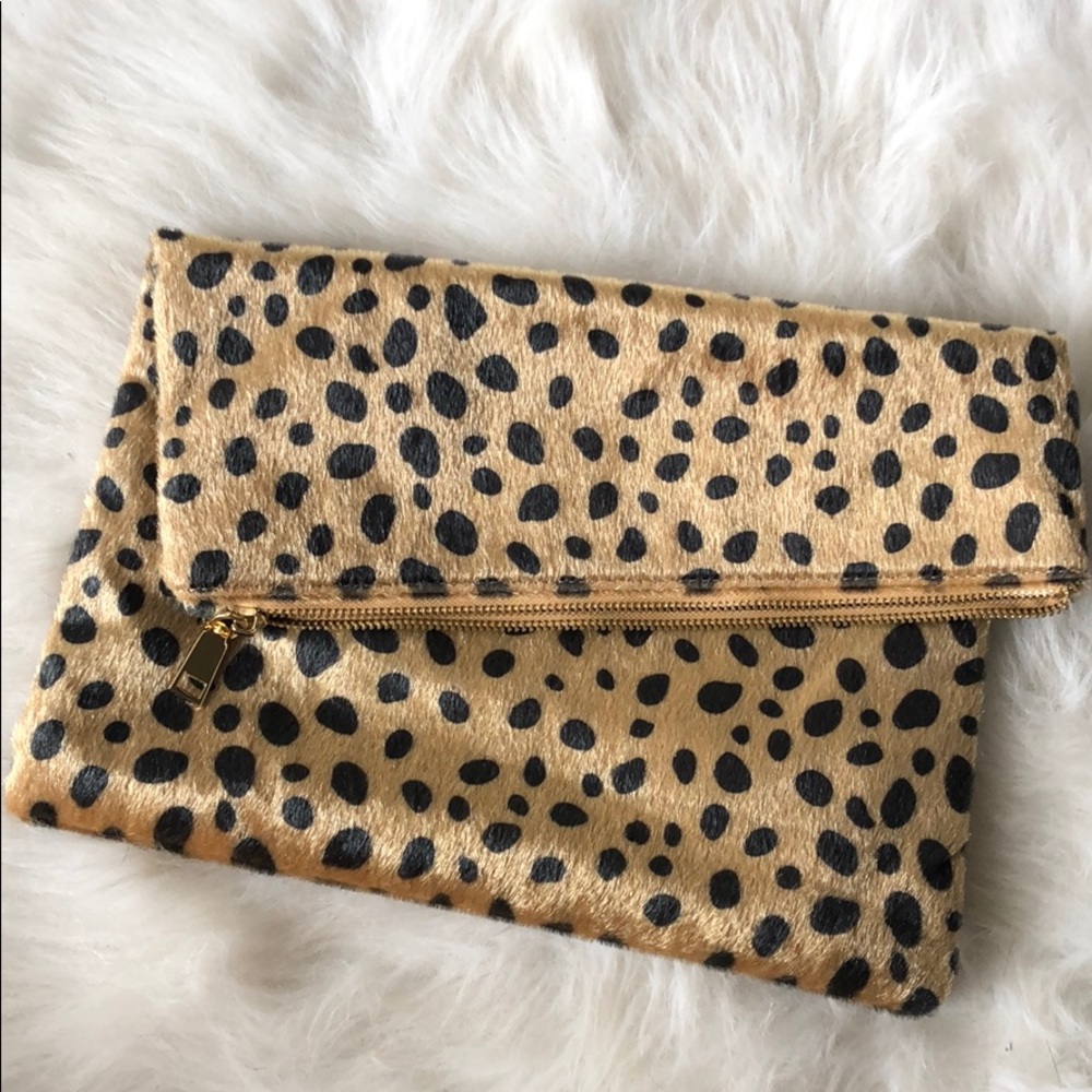 Leopard Fold over clutch